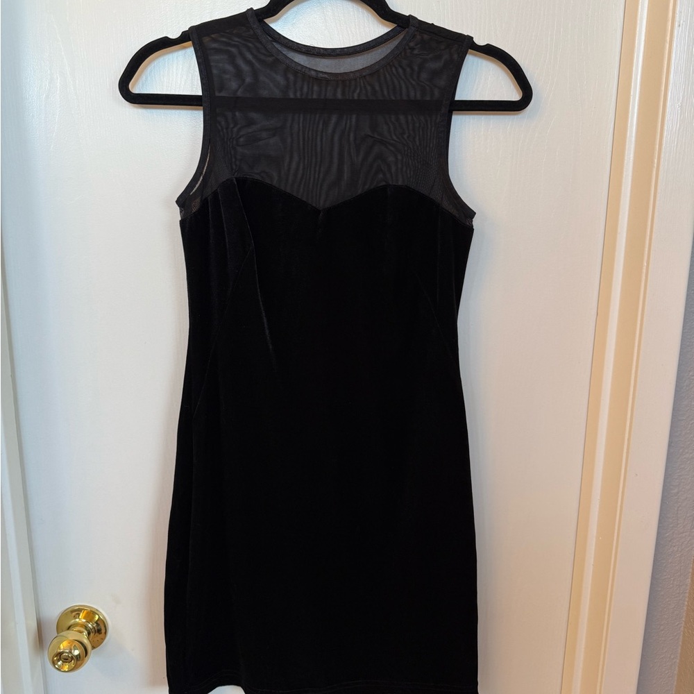 All that Jazz Black Mesh/Velvet Mini Dress